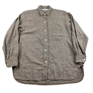Vintage Agnès B Shirt Women 2 M Brown Wool Liane Blend Button Up France Made 90s